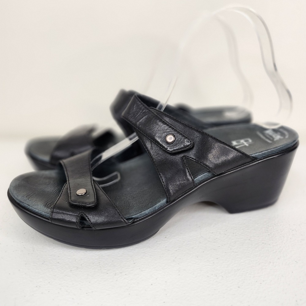 Dansko Gorpcore Steampunk Sandals 41 Black Platform Granola Girl Mule Slides